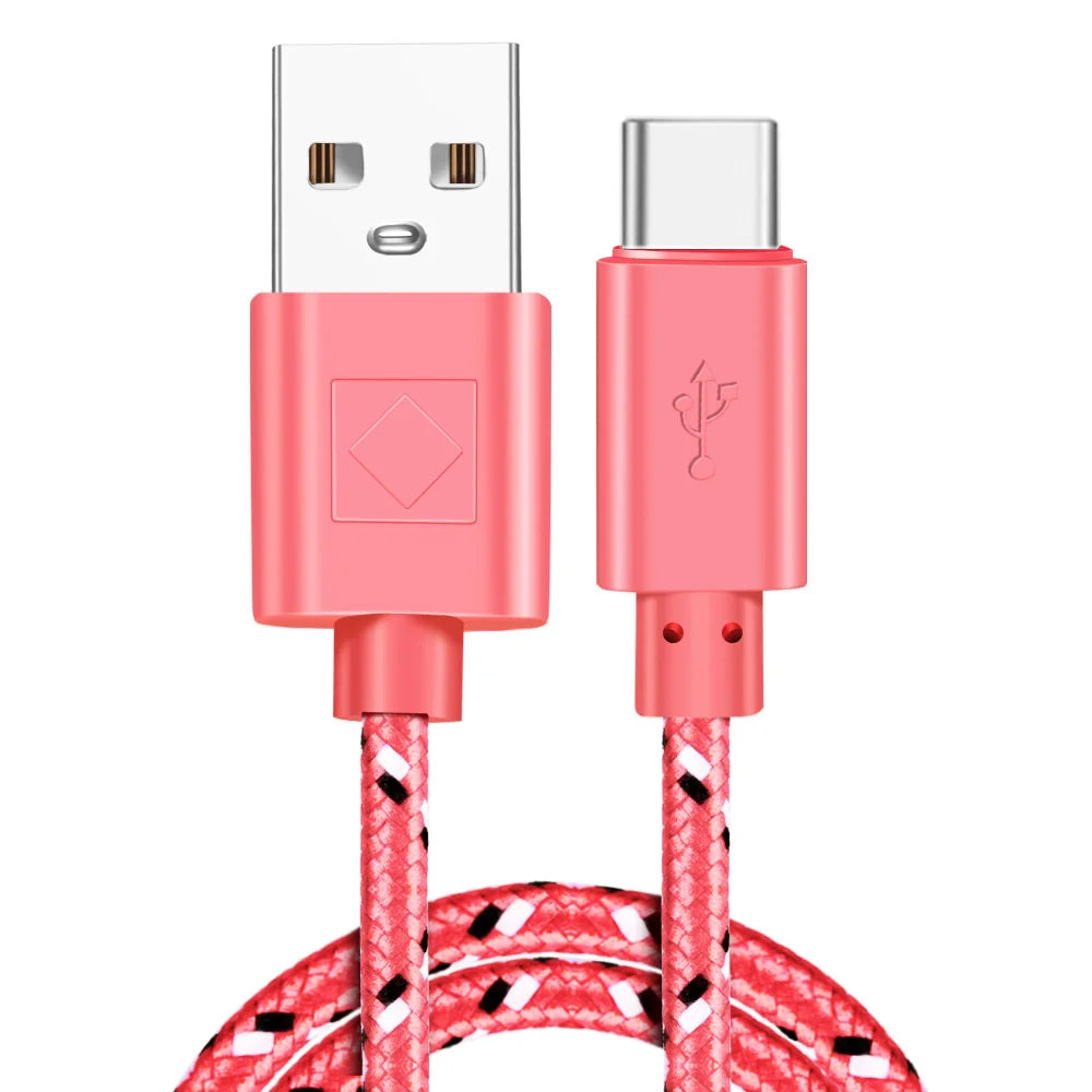 USB Type C Cable Nylon Fast Charging Data Cable for Samsung S10 S9 Note 9 Oneplus Xiaomi Huawei Mobile Phone Type-C USB-C Cables