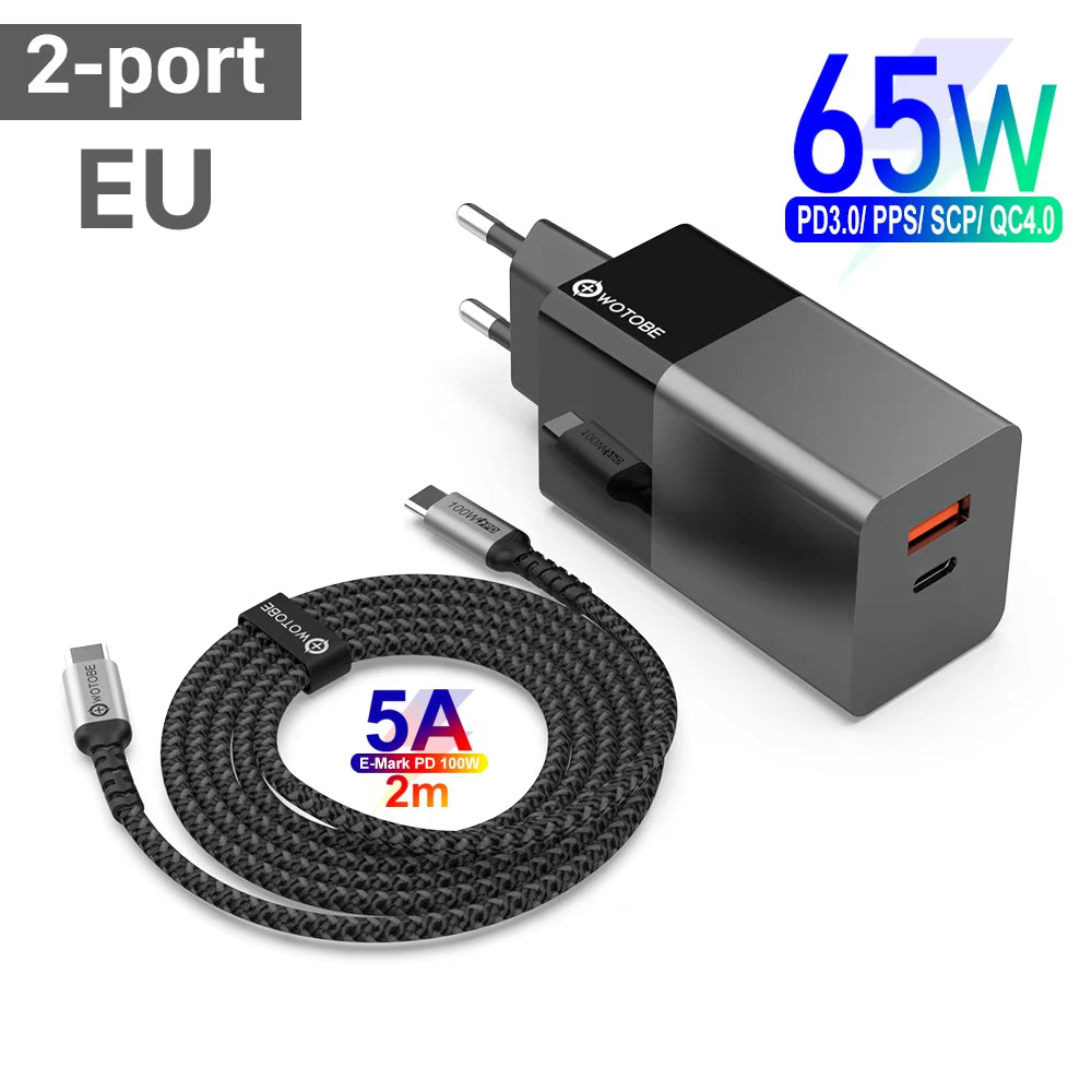 65W Gan USB C Wall Charger Power Adapter,3 Port PD 65W PPS QC4 45W SCP for Laptops Macbook Ipad Iphone 14 Pro Max Samsung