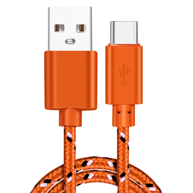 USB Type C Cable Nylon Fast Charging Data Cable for Samsung S10 S9 Note 9 Oneplus Xiaomi Huawei Mobile Phone Type-C USB-C Cables