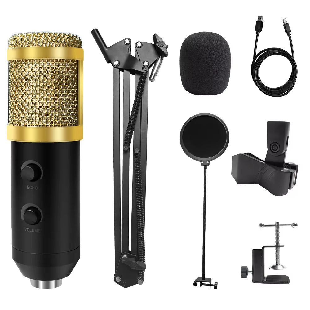 Professional USB Microphone Kit with Adjustable Stand & Ring Light - Perfect for Gaming & YouTube Recording - 2021 Upgrade