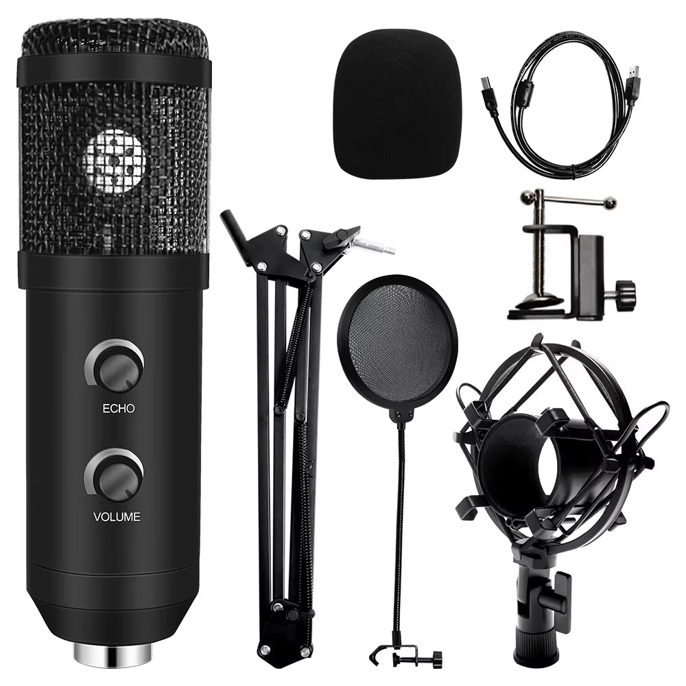 Professional USB Microphone Kit with Adjustable Stand & Ring Light - Perfect for Gaming & YouTube Recording - 2021 Upgrade