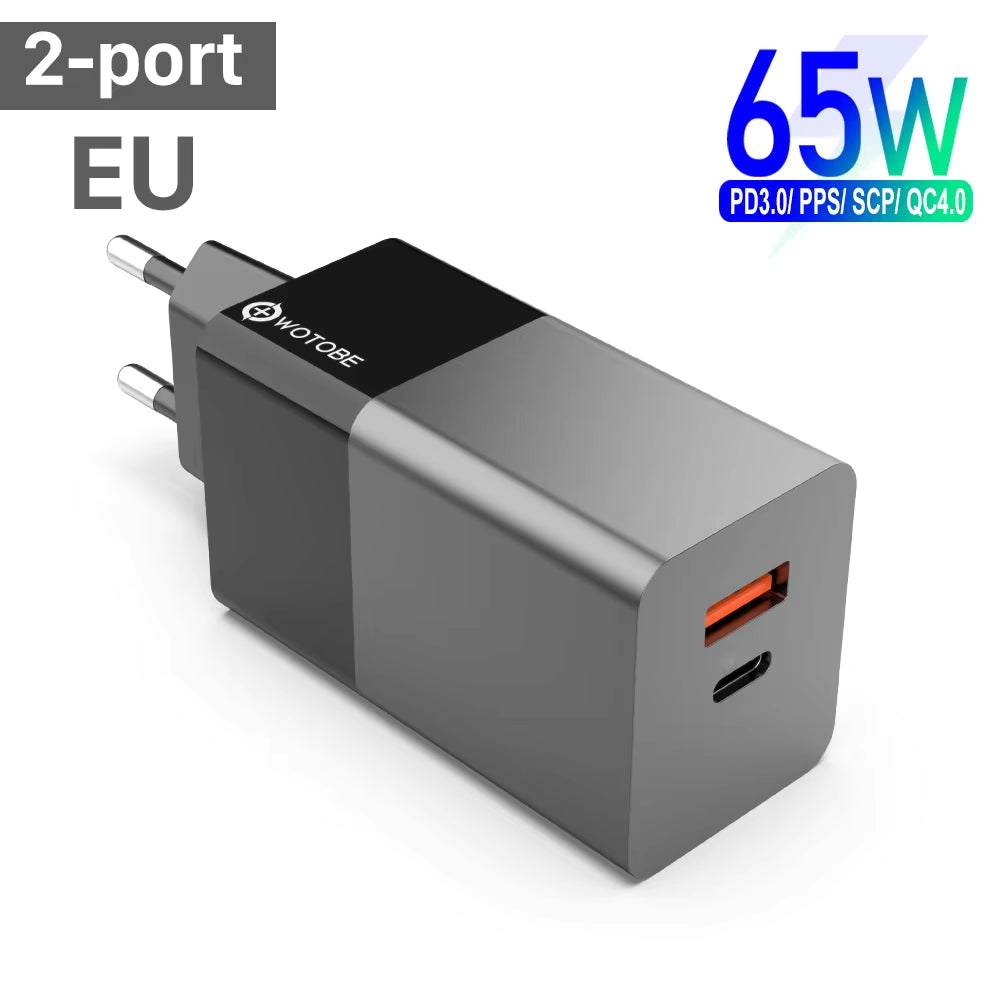 65W Gan USB C Wall Charger Power Adapter,3 Port PD 65W PPS QC4 45W SCP for Laptops Macbook Ipad Iphone 14 Pro Max Samsung
