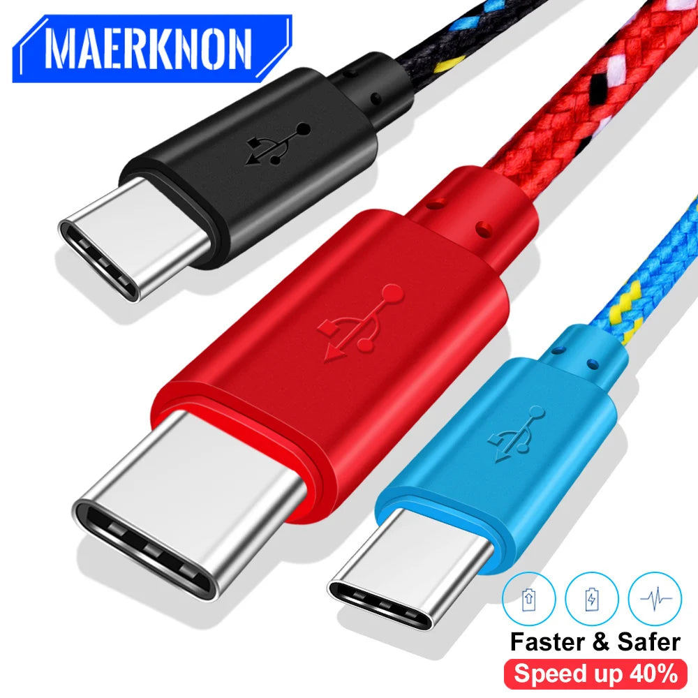 USB Type C Cable Nylon Fast Charging Data Cable for Samsung S10 S9 Note 9 Oneplus Xiaomi Huawei Mobile Phone Type-C USB-C Cables