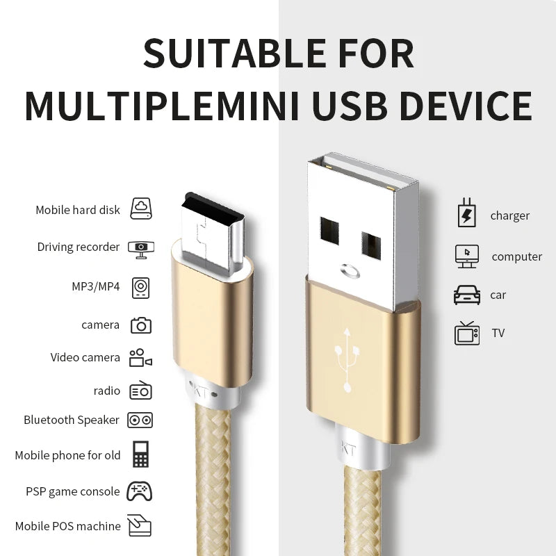 Mini USB Cable Mini USB to USB Fast Data Charger Cable for MP3 MP4 Player Car DVR GPS Digital Camera HDD Mini USB