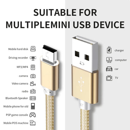Mini USB Cable Mini USB to USB Fast Data Charger Cable for MP3 MP4 Player Car DVR GPS Digital Camera HDD Mini USB