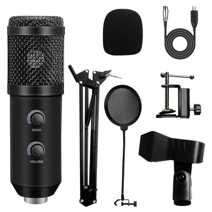 Professional USB Microphone Kit with Adjustable Stand & Ring Light - Perfect for Gaming & YouTube Recording - 2021 Upgrade