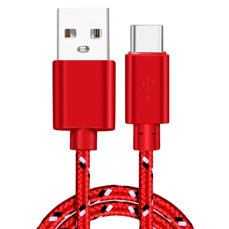 USB Type C Cable Nylon Fast Charging Data Cable for Samsung S10 S9 Note 9 Oneplus Xiaomi Huawei Mobile Phone Type-C USB-C Cables