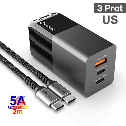 65W Gan USB C Wall Charger Power Adapter,3 Port PD 65W PPS QC4 45W SCP for Laptops Macbook Ipad Iphone 14 Pro Max Samsung