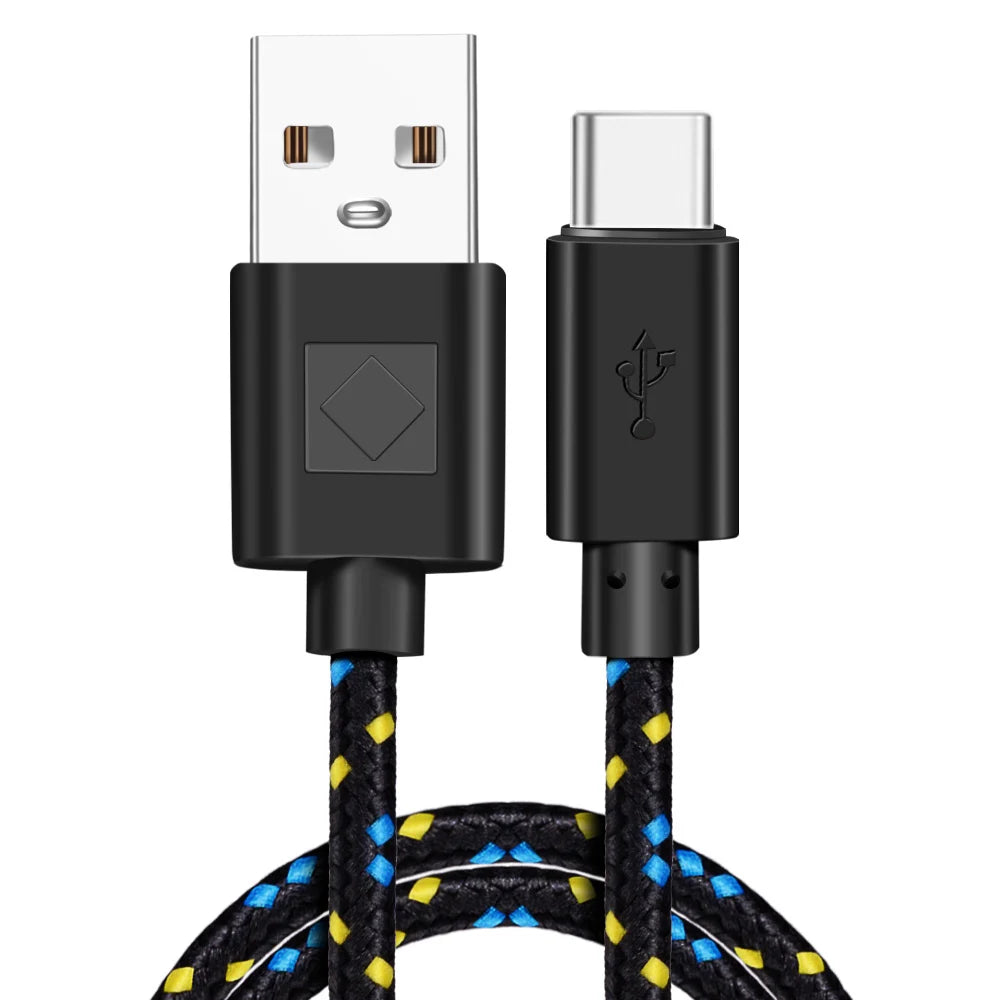 USB Type C Cable Nylon Fast Charging Data Cable for Samsung S10 S9 Note 9 Oneplus Xiaomi Huawei Mobile Phone Type-C USB-C Cables
