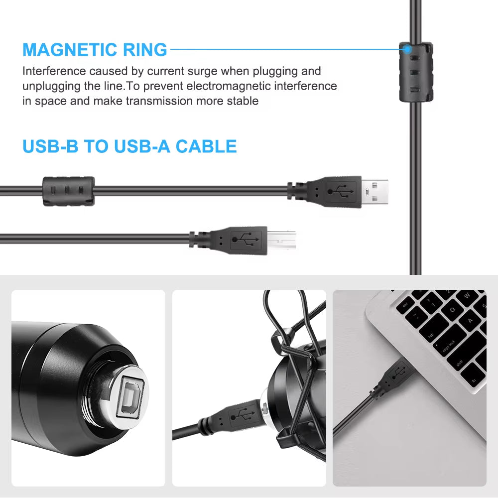 Professional USB Microphone Kit with Adjustable Stand & Ring Light - Perfect for Gaming & YouTube Recording - 2021 Upgrade