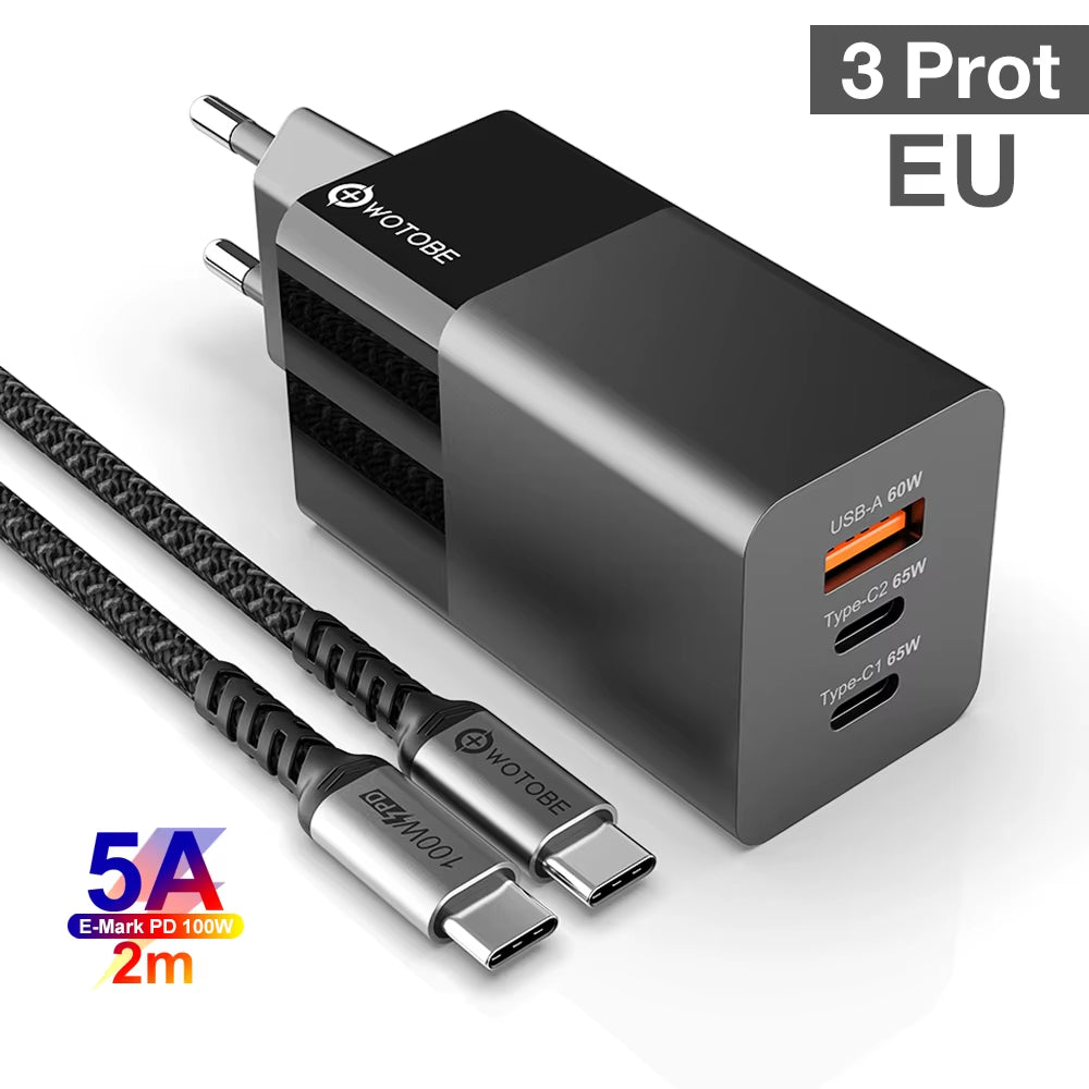 65W Gan USB C Wall Charger Power Adapter,3 Port PD 65W PPS QC4 45W SCP for Laptops Macbook Ipad Iphone 14 Pro Max Samsung