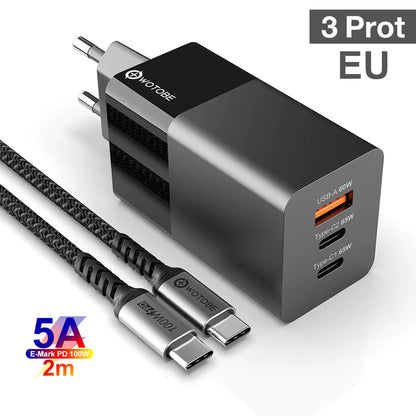 65W Gan USB C Wall Charger Power Adapter,3 Port PD 65W PPS QC4 45W SCP for Laptops Macbook Ipad Iphone 14 Pro Max Samsung