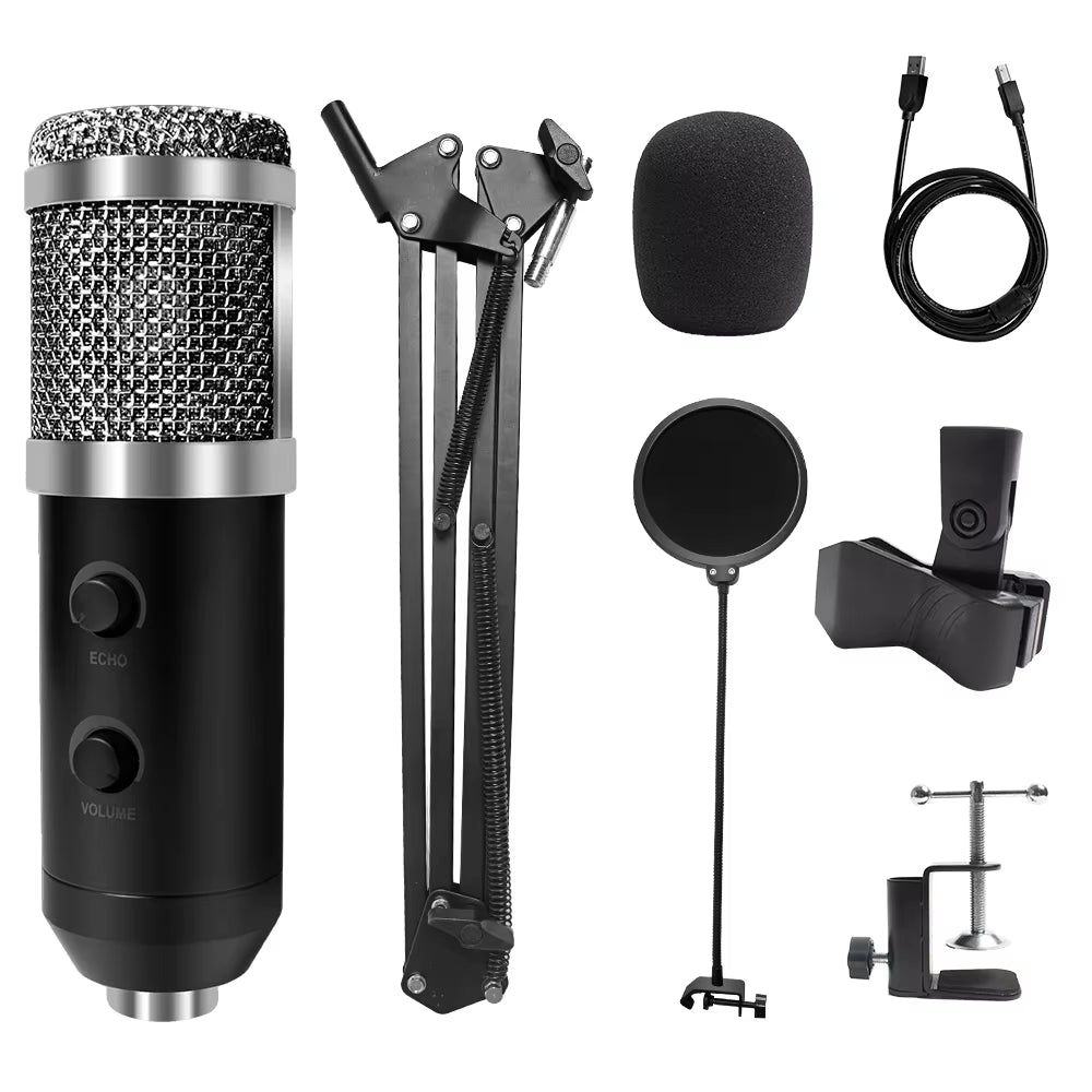 Professional USB Microphone Kit with Adjustable Stand & Ring Light - Perfect for Gaming & YouTube Recording - 2021 Upgrade
