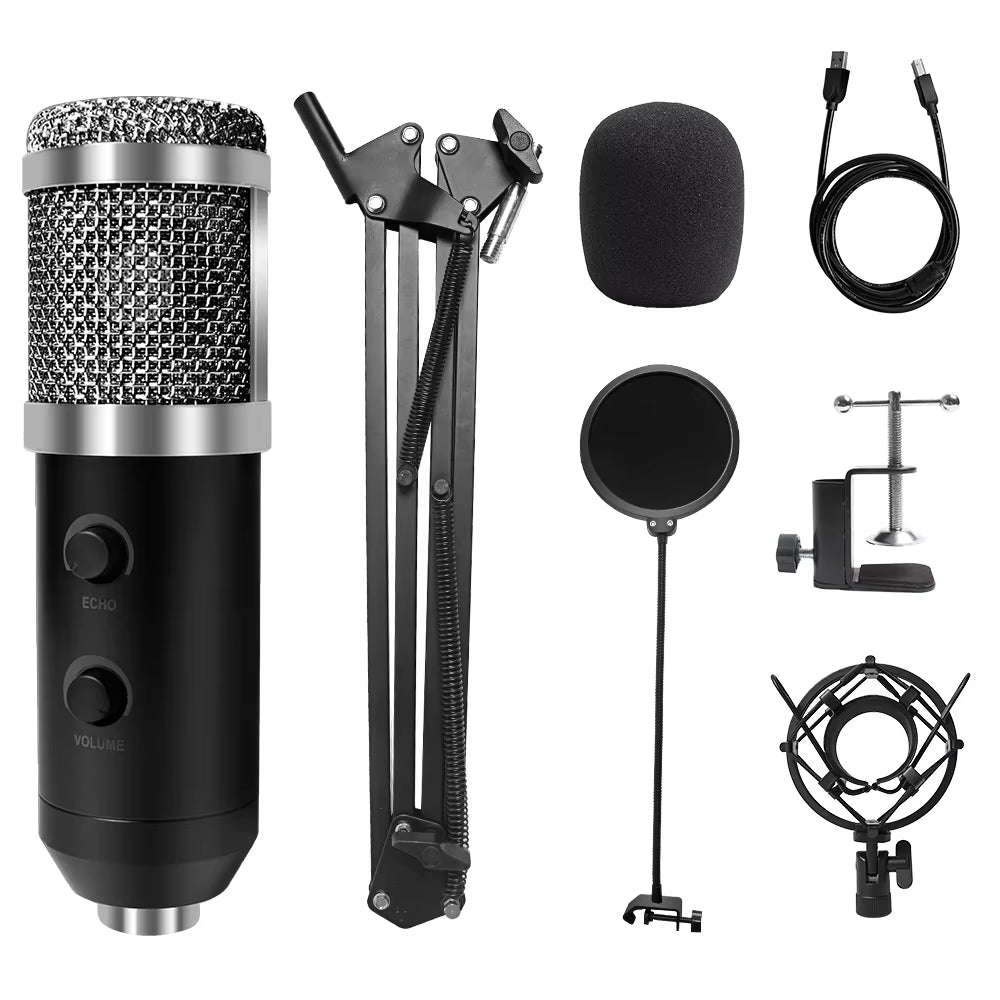 Professional USB Microphone Kit with Adjustable Stand & Ring Light - Perfect for Gaming & YouTube Recording - 2021 Upgrade