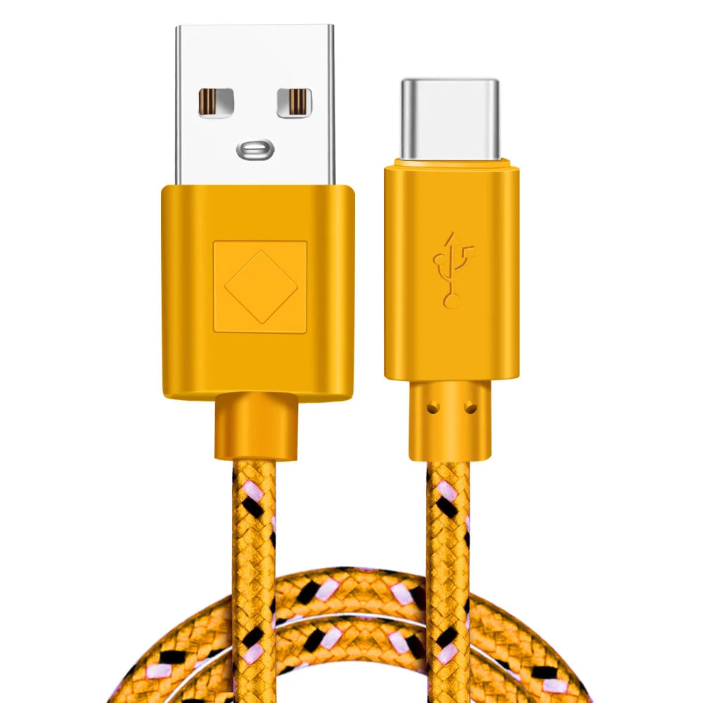 USB Type C Cable Nylon Fast Charging Data Cable for Samsung S10 S9 Note 9 Oneplus Xiaomi Huawei Mobile Phone Type-C USB-C Cables