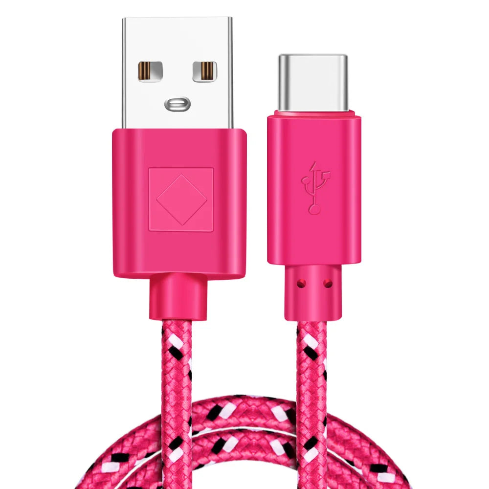 USB Type C Cable Nylon Fast Charging Data Cable for Samsung S10 S9 Note 9 Oneplus Xiaomi Huawei Mobile Phone Type-C USB-C Cables
